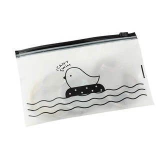 🐥ซองซิปพลาสติกขุ่น I can't swim✔️พร้อมส่ง (เลือกขนาด) ซอง เครื่องเขียน กระเป๋าดินสอ