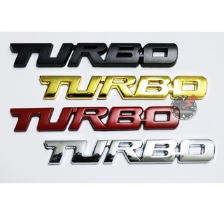 โลโก้ โลหะ logo ติดรถยนต์ TURBO ขนาด 1.8 x 13 cm. ติดรถ แต่งรถ