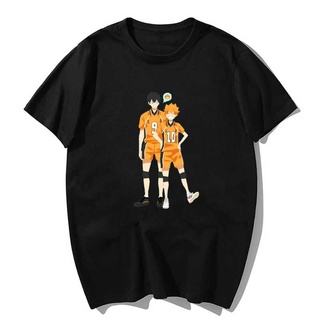 [COD]เสื้อยืดแขนสั้นลําลอง พิมพ์ลายการ์ตูน Haikyuu สีดํา สไตล์ฮาราจูกุ แฟชั่นสําหรับผู้ชายS-5XL