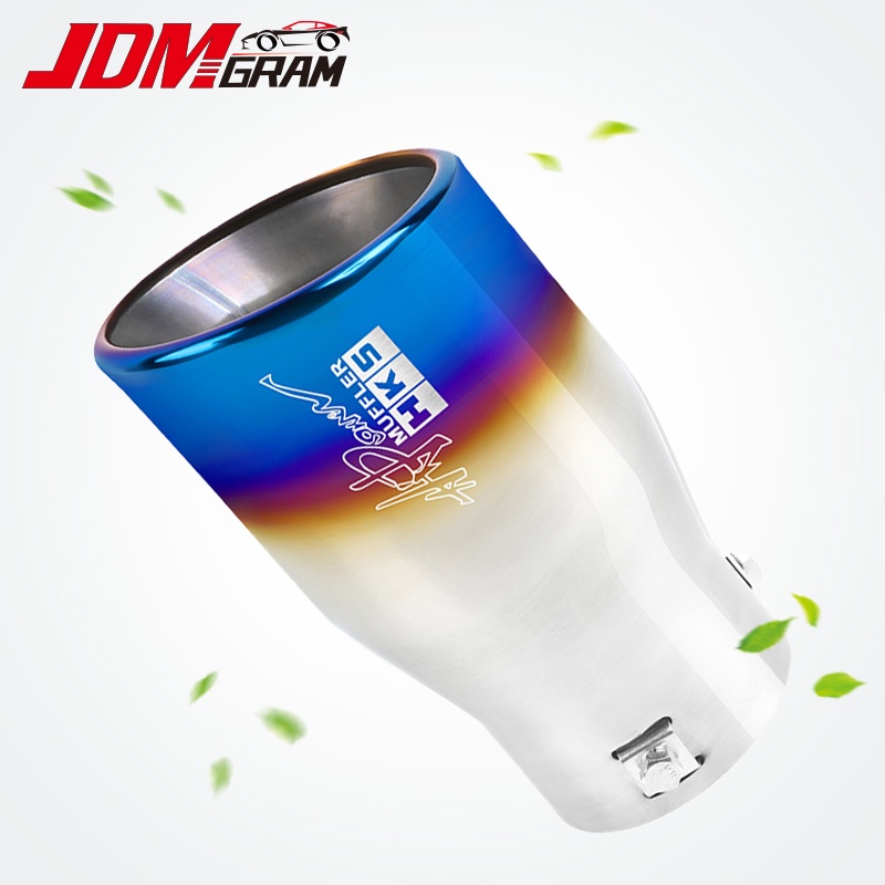 JDMGRAM HSK Rainbow ท่อไอเสียรถยนต์ 76 มม.JDM สไตล์ท่อไอเสียตกแต่งกันน้ำสนิม Thicken Auto TAIL Throat ชิ้นส่วนท่อรถยนต์ภายนอกด้านหลังอุปกรณ์เสริม