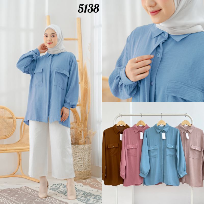 KEMEJA เสื้อกระเป๋า Crincle 5138 Rp. 64,000 x 4 สี = Rp. 24,000