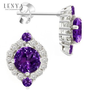 Lenya Jewelry ต่างหูเงินแท้ ประดับพลอยอเมทิสต์ และ CZ เสริมให้ร่ำรวยอย่างมีสติ