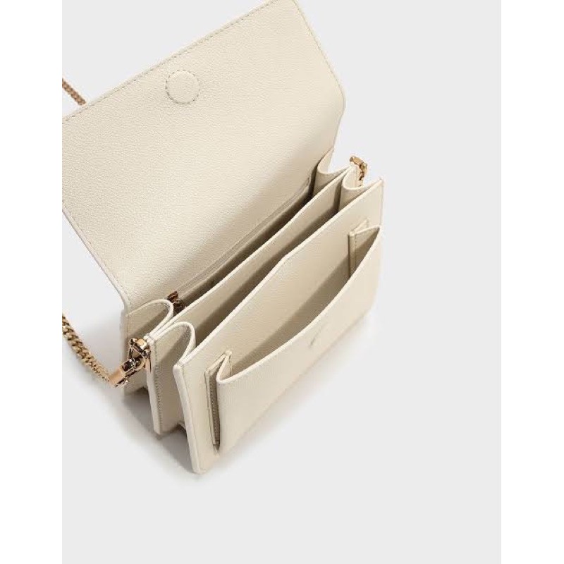 CHARLES KEITH TOP STITCH DETAIL CROSSBODY BAGCREAM pangconankung