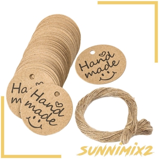 HANDMADE ( Sunnimix2 ) ป้ายแท็กกระดาษแฮนด์เมดสีขาว 100 ชิ้นสําหรับแขวนตกแต่ง