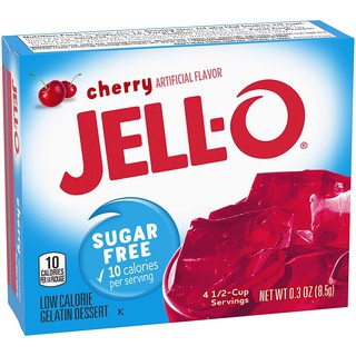 🔥HOT🔥 Jell-O Cherry Sugar Free  Gelatin สำหรับ ทำ ขนม ผสม เจลาติน กลิ่นเชอร์รี่ เจล -โอ 17กรัม คุณภาพระดับพรีเมี่ยม