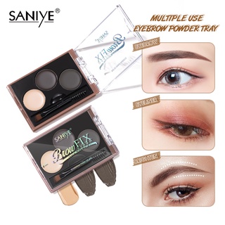 Saniye 3 in 1 พาเลทเขียนคิ้ว เนื้อฝุ่น พร้อมแปรง 3 สี กันน้ํา 3D 8g E0347