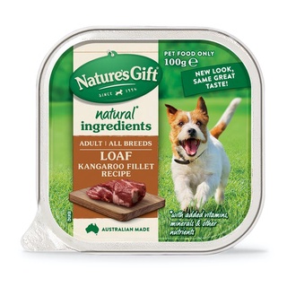 Natures Gift Kangaroo Fillet (เนื้อจิงโจ้-อาหารสุนัข) 100 g. 12 ถาด