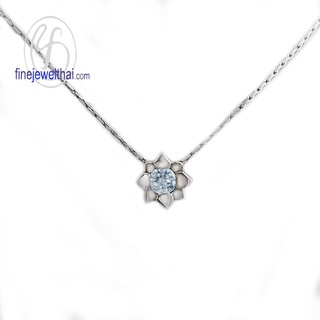 Finejewelthai-จี้อะความารีน-อะความารีน-จี้พลอย-พลอยประจำเดือนเกิด-Aquamarine-Silver-Pendant-Birthstone-P1058aq00e