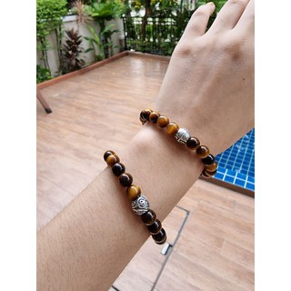 กำไลหิน หินนำโชค กำไลหินนำโชค หินเเท้ tiger eye + เครื่องเงิน 92.5 %