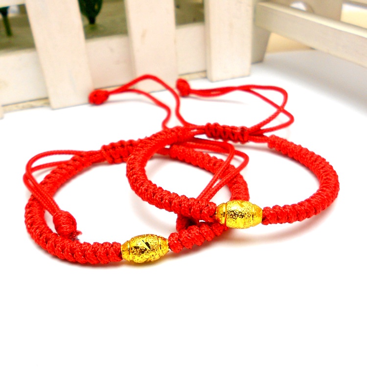 กำไลข้อมือเม็ดข้าวทอง ด้ายแดงสายมูฮ่องกง ขายส่งด้ายแดงมงคล งานถักhandmade ด้ายแดงนำโชค