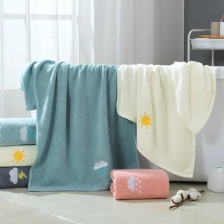 Simple Home พร้อมส่ง! ผ้าเช็ดตัวผืนใหญ่ ปักลาย ผ้าขนหนู คอตตอน 100% หนานุ่ม 4 ลาย น่ารัก