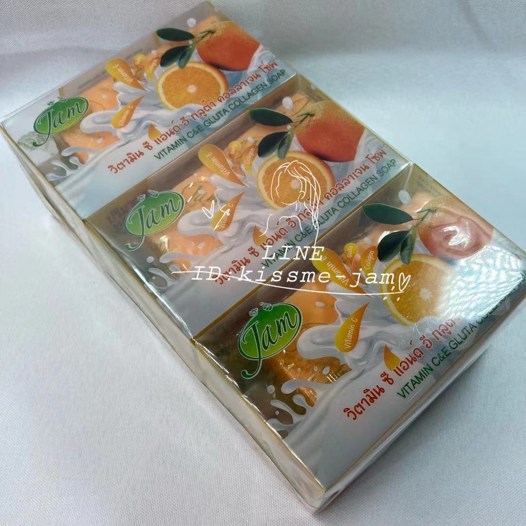 **พร้อมส่ง**  JAM   วิตามิน ซี เเอนด์ อี กลูต้า คอลลาเจน โซพ Vitamin C&E Gluta Collagen Soap 100กรัม