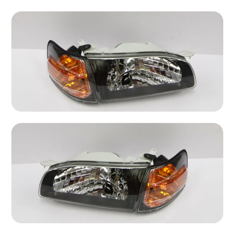 ไฟหน้า​ ไฟหน้า​แต่ง​ TOYOTA​ AE110​ AE111​ ลายเพชร​ โคมดำ​ (รุ่นตูด​เป็ด)​