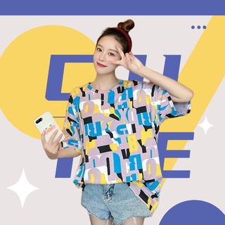 GFShop ✨เสื้อยืดโอเวอร์ไซส์ สกรีนลายตัวอักษรภาษาอังกฤษเต็มตัวพร้อมน้องหมีสีเขียว 🐻💚  สวมใส่สบาย🛍️🤩