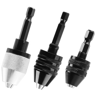 3PCS 1/4 Inch Hex Shank Keyless Drill Chuck Impact Drills Bits