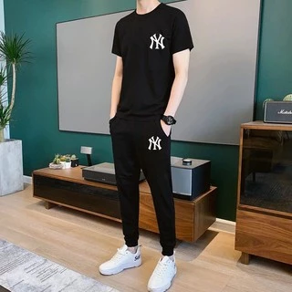 ** BK251+KU251**ชุดเซ็ทแฟชั่นเกาหลี ชุด2ชิ้น เสื้อยืดแขนสั้น+กางเกงขาจั๊มทรงออกกำลังกาย ใส่ได้ทั้งหญิงและชาย*ปลีก-ส่ง*