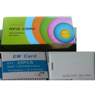 บัตรคีย์การ์ด ชนิดหนา 1.8mm มีรู RFID Card 1.8mm 125 KHz จำนวน 1 ใบ (Read Only) สีขาว, แดง