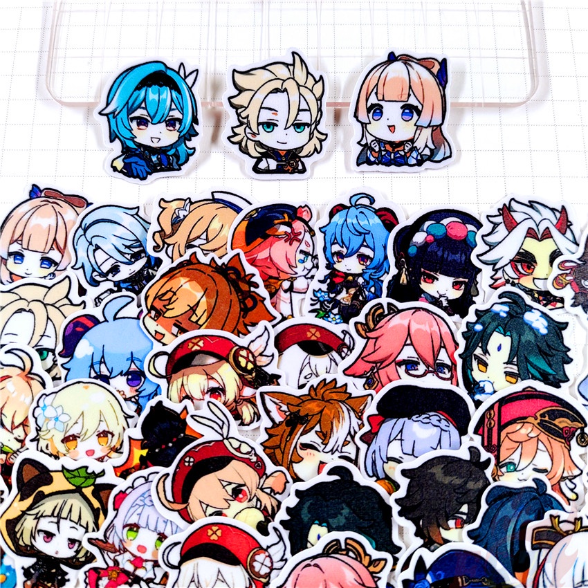 60Pcs/Set ❤ Q Genshin Impact Q-2 Mini Diary Manual สติ๊กเกอร์ ❤ DIY Fashion Scrapbooks Album Decor D