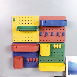 Pegboard ที่วางของติดผนัง กล่องเก็บของแบบติดผนังพร้อมที่แขวนของ(ไม่ต้องเจาะติดตั้ง)