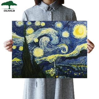 สติ๊กเกอร์โปสเตอร์ Van Gogh Starry Sky สําหรับติดตกแต่งผนังบ้านคาเฟ่