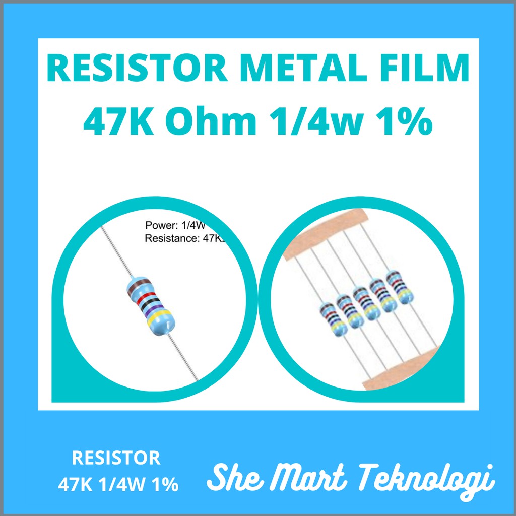 ตัวต้านทานฟิล์มโลหะ 47K Ohm 0.25W 1P 5 ชิ้น