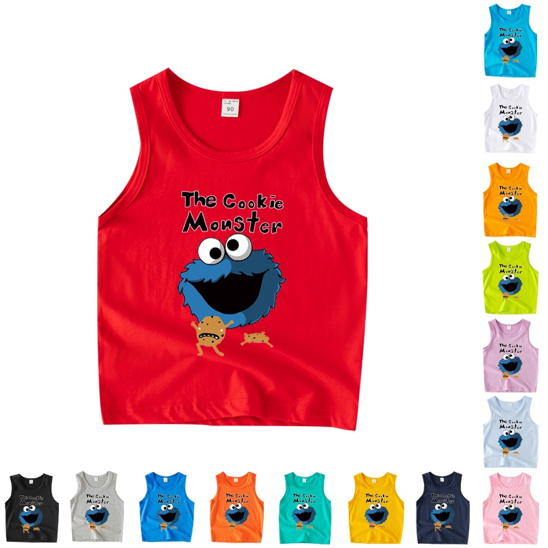 เสื้อกล้ามแขนกุด ผ้าฝ้าย ลาย Sesame Street 8 สี สําหรับเด็ก BBA014