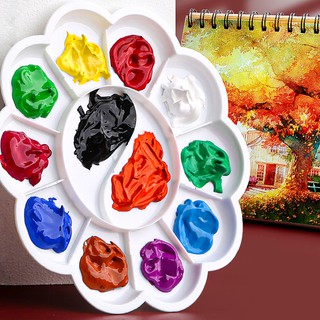 จานสีดอกพลัม จานสี จานสีพลาสติก จานสีน้ำ 12 ช่อง อุปกรณ์ศิลปะ