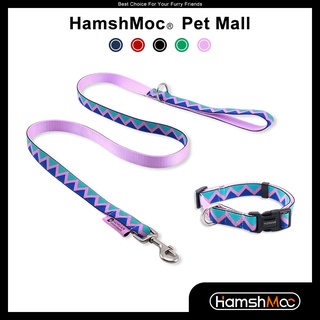 HamshMoc ปลอกคอ และสายจูงไนล่อน แบบนิ่ม สามารถปรับได้ ที่ทนทาน สําหรับสัตว์เลี้ยง สุนัข ขนาดเล็ก กลาง ใหญ่