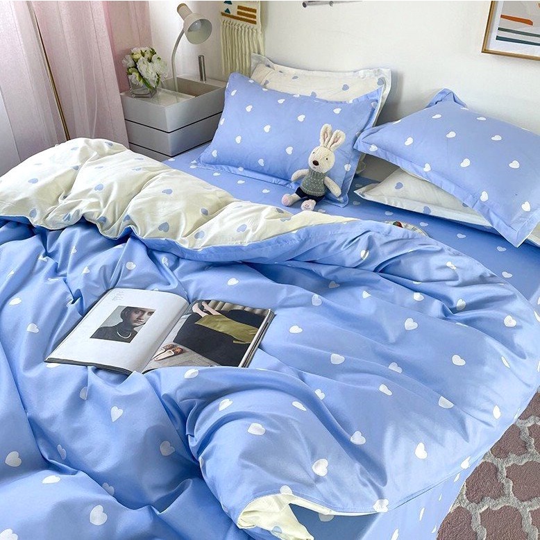 ชุดเต็มของ POLY COTTON BEDDINGS ทุกสี ไซส์ FALLING BEDROOM DECORTATION - ลายกวางเรนเดียร์สีเขียว