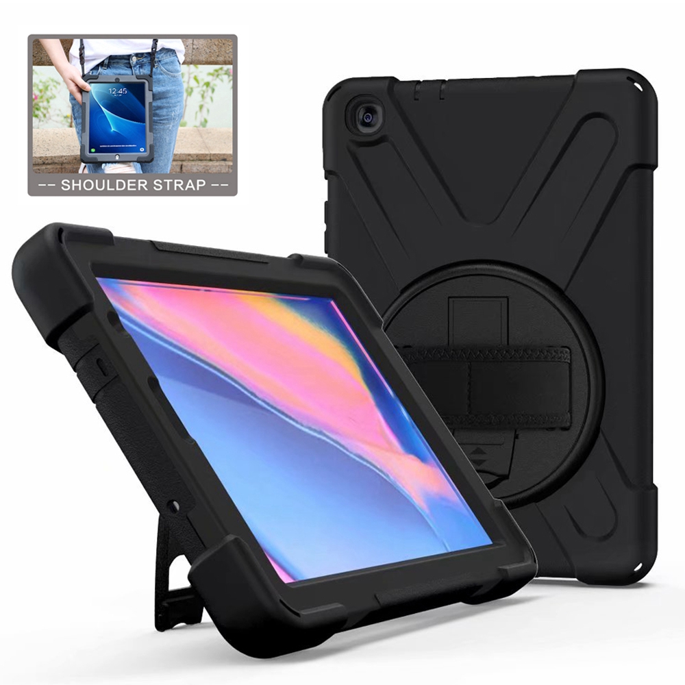 สําหรับ Samsung Galaxy Tab A 8.0 & S ปากกา 2019 SM-P200 SM-P205 กรณีเด็กปลอดภัยกันกระแทก PC + ซิลิคอน 2 in 1 ไหล่สายคล้องมือขาตั้งฝาครอบปลอก