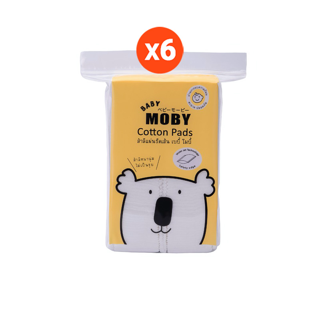 MOBY Cotton Pads สำลีแผ่นเล็กรีดขอบ ไร้กาว ไม่เป็นขุย ปลอดสารเรืองแสง ขนาดบรรจุ 50 กรัม แพ็ค 6 ชิ้น