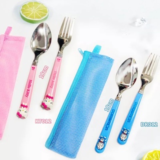 Cartoon Dinnerware Set Hello Kitty/Doraemon Spoon/Fork/Chopsticks Tableware Set