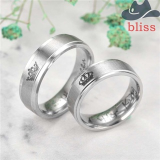 Bliss แหวนสเตนเลส รูปมงกุฎคู่รัก สไตล์เกาหลี ไม่ซ้ําใคร สําหรับแต่งงาน ทุกเพศ