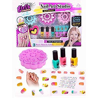 ของเล่น NAIL ART STUDIO ชุดทำเล็บสำหรับเด็ก เป็นสติ๊กเกอร์ สำหรับวาดและออกแบบ  สีทาแห้งเร็วไร้สารพิษลอกออกได้พร้อมชุดแต่