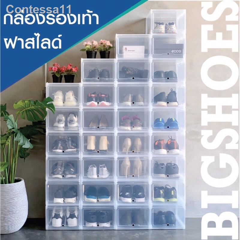 ส่วนลด﹍✾กล่องรองเท้า BIGSHOE พลาสติกใส ฝาสไลด์ (สินค้ายังไม่ประกอบ) กล่องใส่รองเท้า กล่องเก็บของ กล่องเก็บรองเท้าราคาขาย