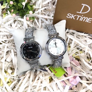 SK-TIME นาฬิกาข้อมือหญิงQuartz Analog3ATM กันน้ำ ตัวเรือนและสายสแตน3ไมครอน