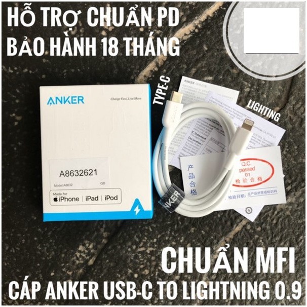 Anker PowerLine II MFI Certified Cable USB-C to Lightning 0.9m - ของแท้