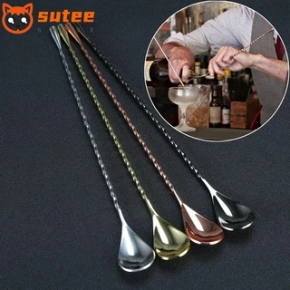 SUER Spiral Cocktail Spoons Mixing Bartender Tools Teadrop Spoon Stainless Steel Stirring Bar Accessories Eco-Friendly Kitchen Supplies/Multicolor