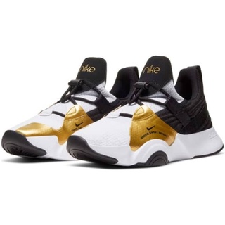 Nike Training SuperRep Groove trainers in white and gold