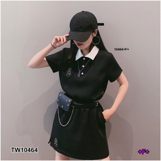 TwinsShopVip💗พร้อมส่ง TW10464 Set เสื้อโปโลไหมพรม + กระโปรงสั้น