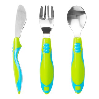 mothercare easy grip toddler cutlery set - 3 pieces (blue) PB884 ชุดช้อนส้อมมีดเด็ก