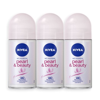 [แพ็คสาม] Nivea Pearl&amp;Beauty Roll on โรลออนระงับกลิ่นกาย 50ml (3pcs)