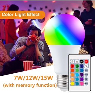 หลอดไฟ LED RGB บลูทูธ 7W 12W 15W 220V พร้อมรีโมตคอนโทรล IR