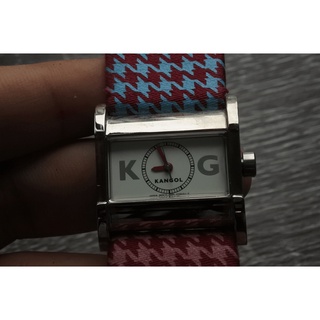 นาฬิกา Vintage มือสองญี่ปุ่น KANGOL ENGLAND ระบบ Quartz UNISEX ทรงสี่เหลี่ยม กรอบเงิน หน้าขาว หน้าปัด 31mm