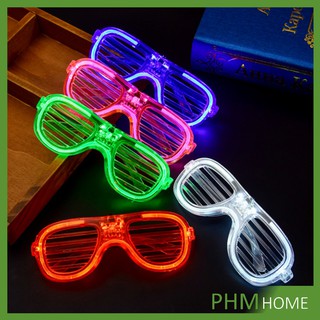 Deethai แว่นตาเรืองแสง ""มีหลอดไฟ LED"" แว่นตาเรืองแสง คริสต์มาส แว่นสงกรานต์ Luminous glasses