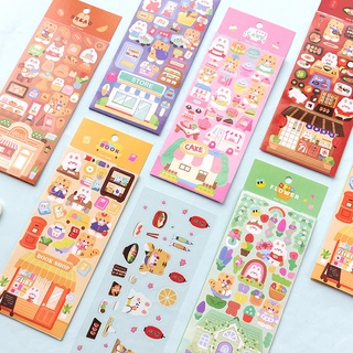 Kawaii 2 in 1 สติกเกอร์ PVC สไตล์เกาหลี สําหรับตกแต่งสมุดภาพ เครื่องเขียน ของขวัญ รางวัล