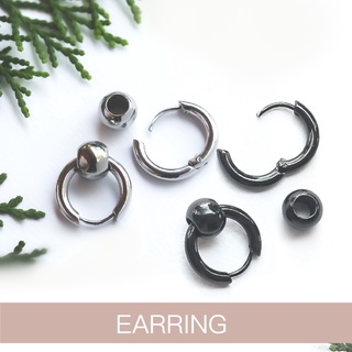 จิวห่วงล็อคกลม ร้อยบอล ก้านสแตนเลส&lt;-Earring Hoop Circle Ring Ball Stainless Stee—&gt;