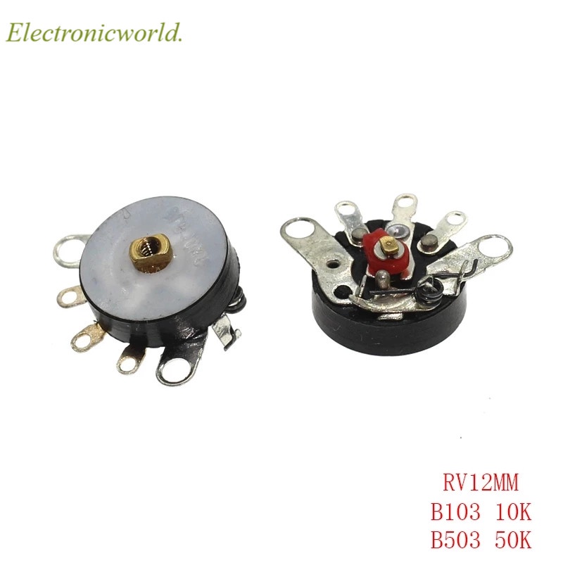 โพเทนชิโอมิเตอร์ขยายเสียงวิทยุ มุมตรง Rv12 มม. B10K B103 B503 B50K พร้อมสวิตช์ 5 ชิ้น