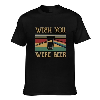 [100% Cotton] ใหม่ เสื้อยืดลําลอง แขนสั้น พิมพ์ลาย Wish You Were Beer สีชมพู สําหรับผู้ชาย