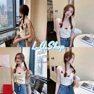 L.A Shop ​พร้อมส่ง เสื้อกล้ามไหมพรม ปักดอกไม้ย่ารัก โซ่คิ้วมากผ้านิ่มมาก "9192" -N